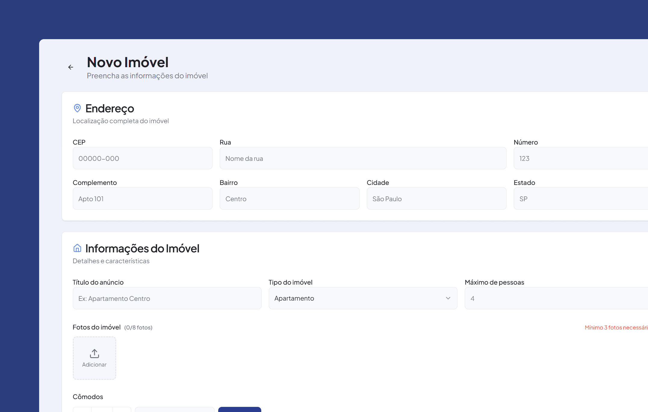 Cadastro e Divulgação